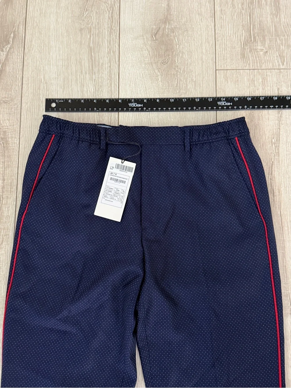 Gucci Navy polka dot Dress Pants with Red Side Stripe men 48 authentic